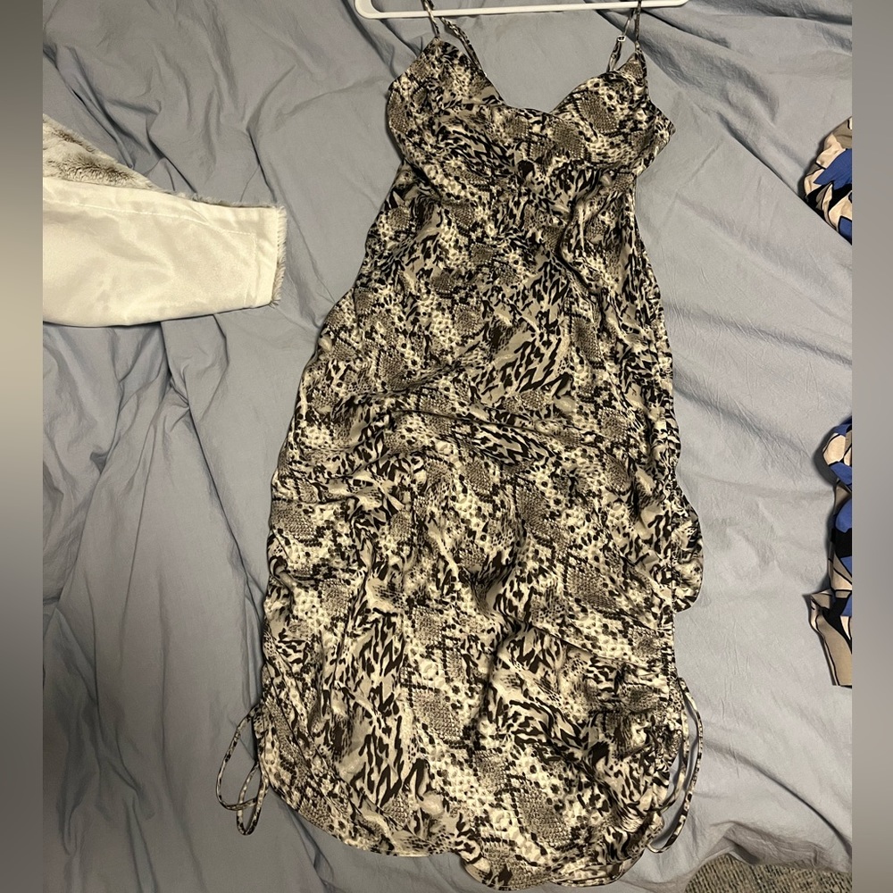 Beautiful cowl neck snakeskin printed dress!